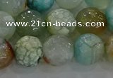 CAG8996 15.5 inches 10mm faceted round fire crackle agate beads