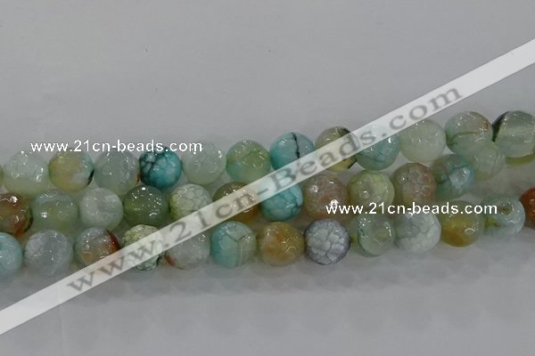 CAG8996 15.5 inches 10mm faceted round fire crackle agate beads