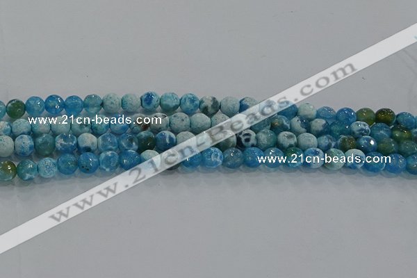 CAG9000 15.5 inches 6mm faceted round fire crackle agate beads