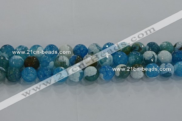 CAG9002 15.5 inches 10mm faceted round fire crackle agate beads