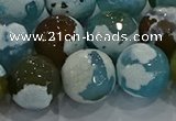 CAG9005 15.5 inches 16mm faceted round fire crackle agate beads