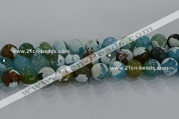 CAG9005 15.5 inches 16mm faceted round fire crackle agate beads