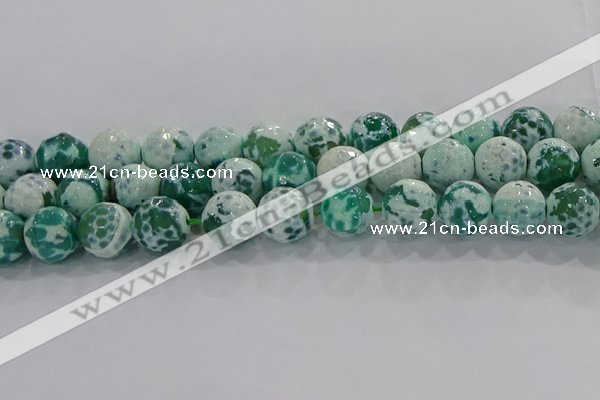 CAG9011 15.5 inches 14mm faceted round fire crackle agate beads