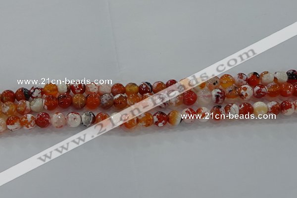 CAG9014 15.5 inches 6mm faceted round fire crackle agate beads