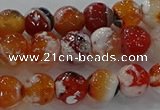 CAG9015 15.5 inches 8mm faceted round fire crackle agate beads