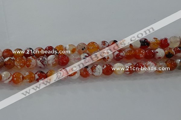 CAG9015 15.5 inches 8mm faceted round fire crackle agate beads