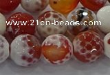 CAG9017 15.5 inches 12mm faceted round fire crackle agate beads