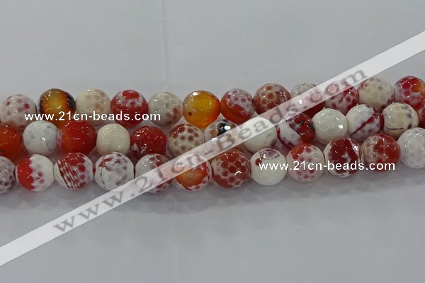 CAG9017 15.5 inches 12mm faceted round fire crackle agate beads