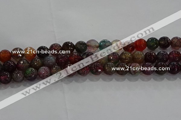 CAG9022 15.5 inches 8mm faceted round fire crackle agate beads