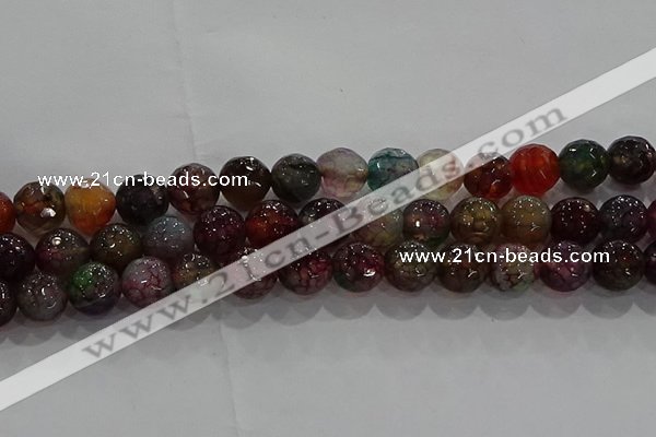 CAG9023 15.5 inches 10mm faceted round fire crackle agate beads