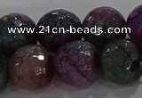 CAG9025 15.5 inches 14mm faceted round fire crackle agate beads