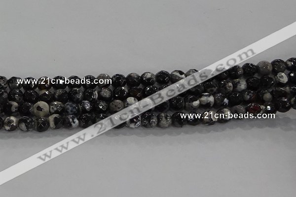 CAG9029 15.5 inches 6mm faceted round fire crackle agate beads