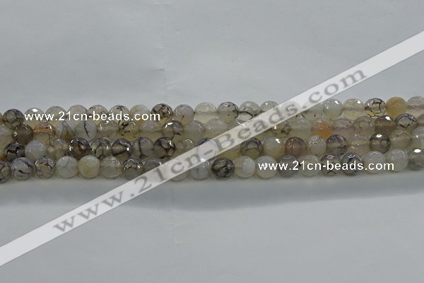 CAG9035 15.5 inches 6mm faceted round dragon veins agate beads