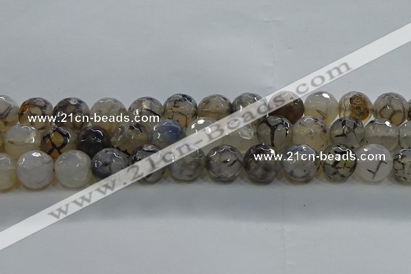 CAG9038 15.5 inches 12mm faceted round dragon veins agate beads