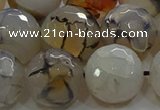 CAG9040 15.5 inches 16mm faceted round dragon veins agate beads