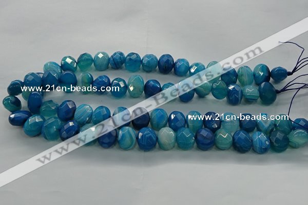 CAG9045 15.5 inches 12*16mm faceted oval line agate beads