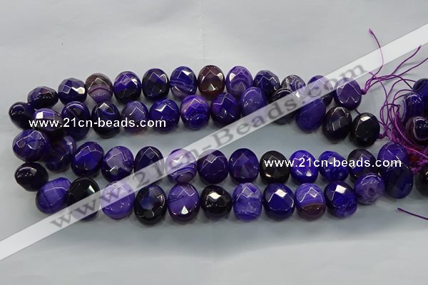 CAG9055 15.5 inches 15*20mm faceted oval line agate beads