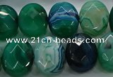 CAG9058 15.5 inches 15*20mm faceted oval line agate beads