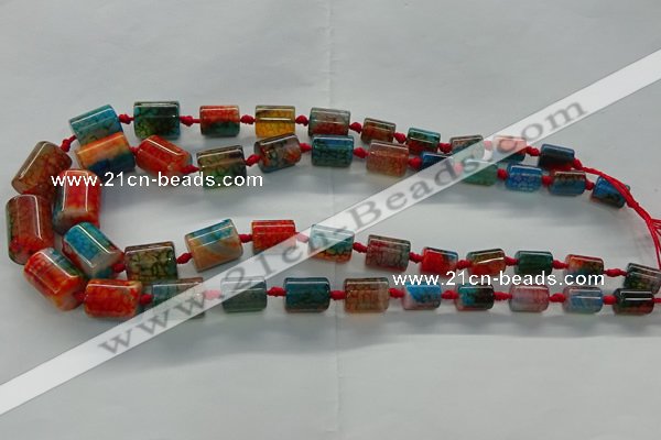 CAG9061 15.5 inches 8*12mm - 15*20mm tube dragon veins agate beads