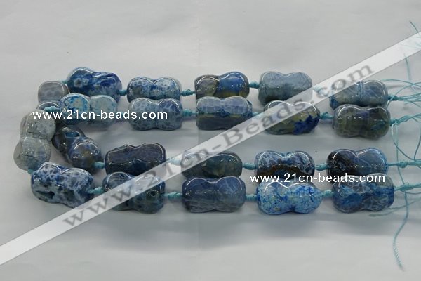 CAG9068 15.5 inches 16*30mm peanut-shaped fire crackle agate beads