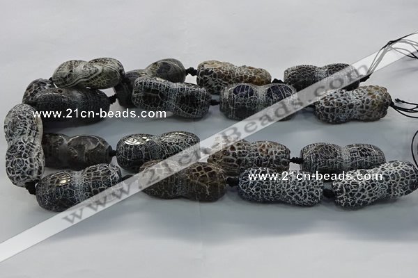 CAG9072 15.5 inches 16*40mm peanut-shaped fire crackle agate beads