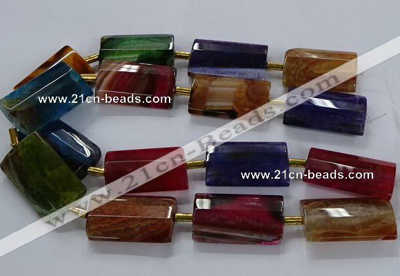 CAG9093 15.5 inches 25*35mm - 25*40mm flat tube dragon veins agate beads