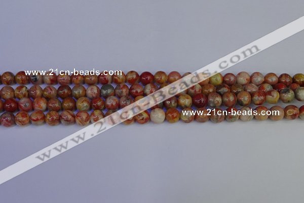 CAG9100 15.5 inches 4mm round red crazy lace agate beads