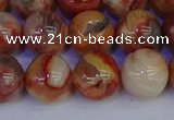 CAG9104 15.5 inches 12mm round red crazy lace agate beads