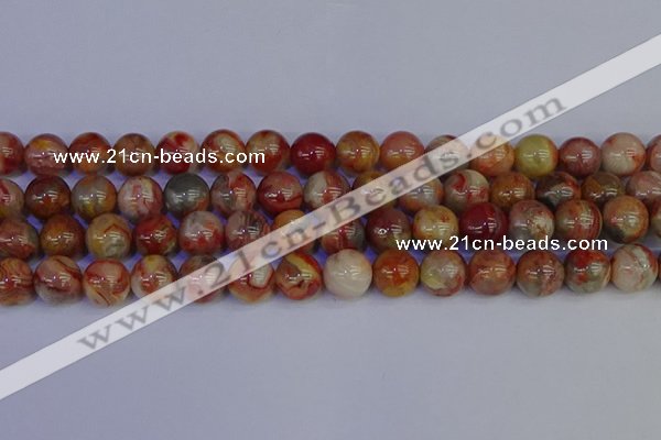 CAG9104 15.5 inches 12mm round red crazy lace agate beads