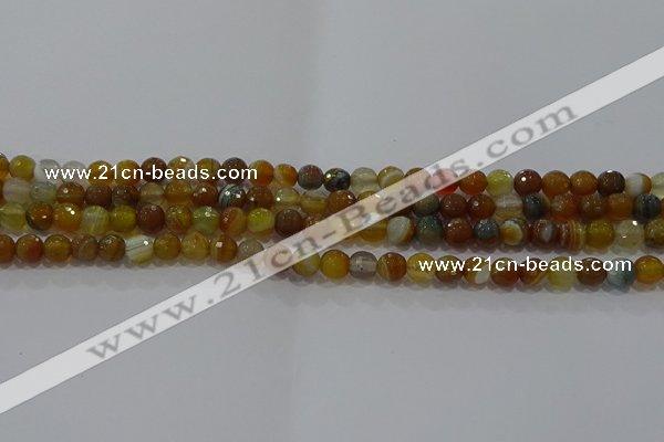 CAG9212 15.5 inches 6mm faceted round line agate gemstone beads