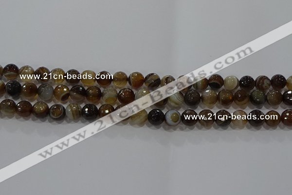 CAG9213 15.5 inches 8mm faceted round line agate gemstone beads