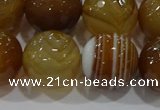 CAG9216 15.5 inches 14mm faceted round line agate gemstone beads