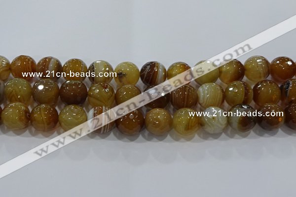 CAG9216 15.5 inches 14mm faceted round line agate gemstone beads