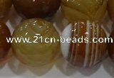 CAG9217 15.5 inches 16mm faceted round line agate gemstone beads