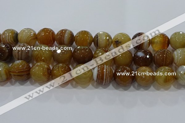 CAG9217 15.5 inches 16mm faceted round line agate gemstone beads