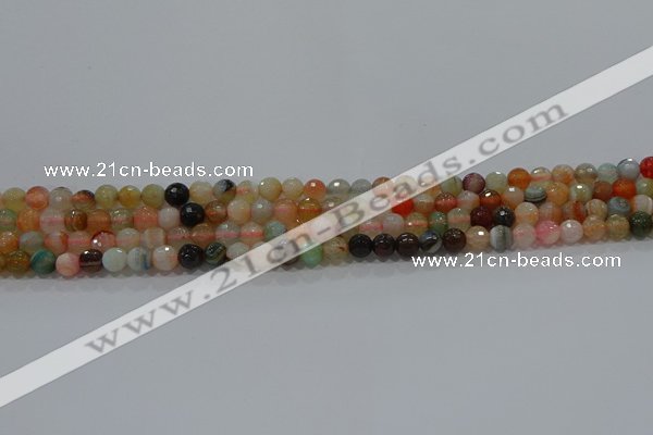 CAG9220 15.5 inches 4mm faceted round line agate beads wholesale