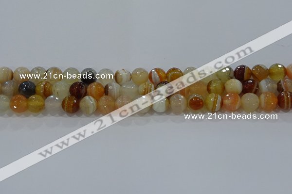 CAG9222 15.5 inches 8mm faceted round line agate beads wholesale