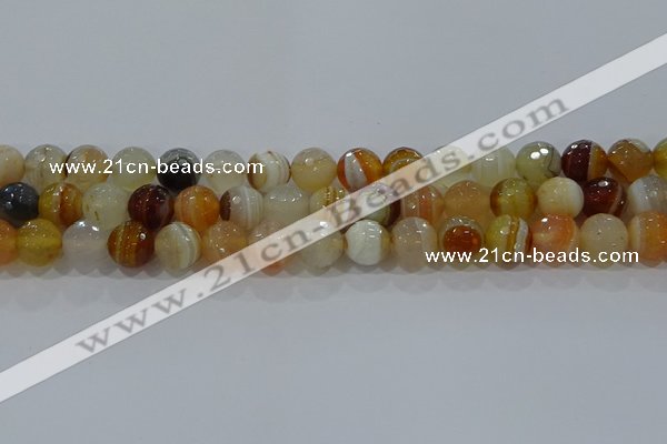 CAG9223 15.5 inches 10mm faceted round line agate beads wholesale