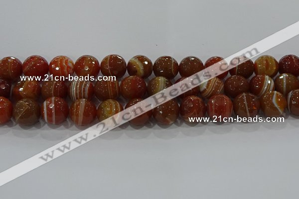 CAG9234 15.5 inches 14mm faceted round line agate beads wholesale