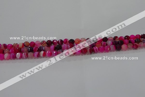 CAG9239 15.5 inches 4mm faceted round line agate beads wholesale