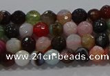 CAG9248 15.5 inches 4mm faceted round line agate beads wholesale