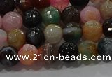 CAG9250 15.5 inches 8mm faceted round line agate beads wholesale