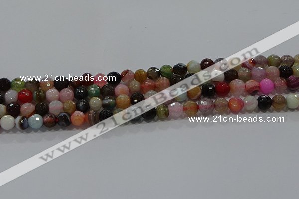 CAG9250 15.5 inches 8mm faceted round line agate beads wholesale