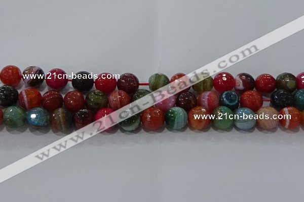 CAG9266 15.5 inches 12mm faceted round line agate beads wholesale