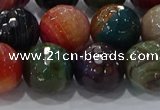 CAG9267 15.5 inches 14mm faceted round line agate beads wholesale