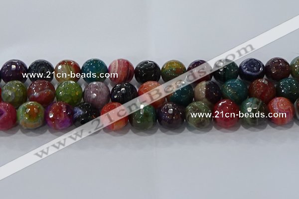 CAG9268 15.5 inches 16mm faceted round line agate beads wholesale