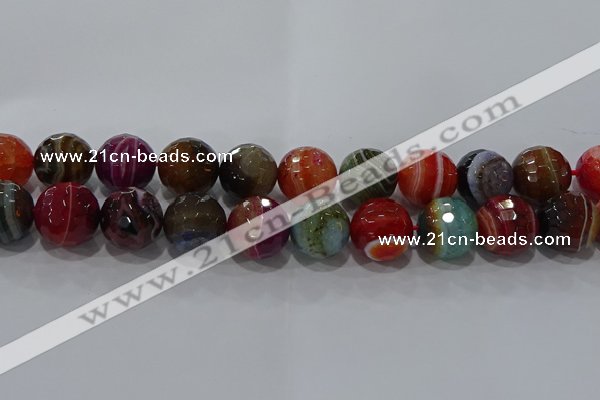 CAG9269 15.5 inches 18mm faceted round line agate beads wholesale