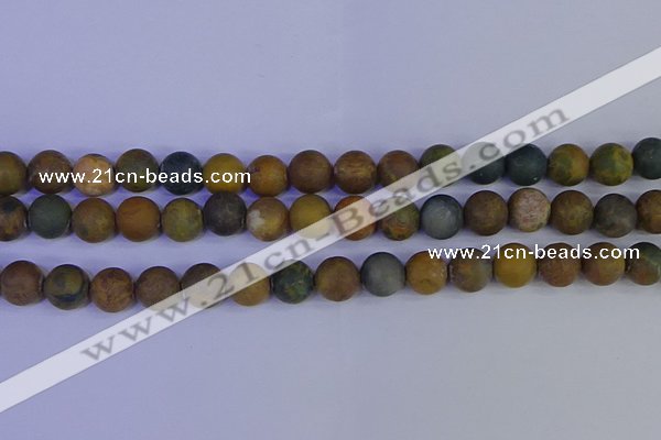 CAG9284 15.5 inches 12mm round matte ocean jasper beads wholesale