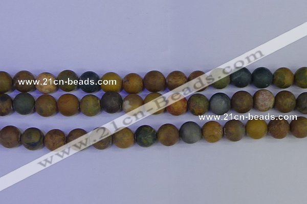 CAG9285 15.5 inches 14mm round matte ocean jasper beads wholesale