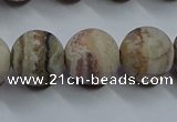 CAG9295 15.5 inches 14mm round matte Mexican crazy lace agate beads